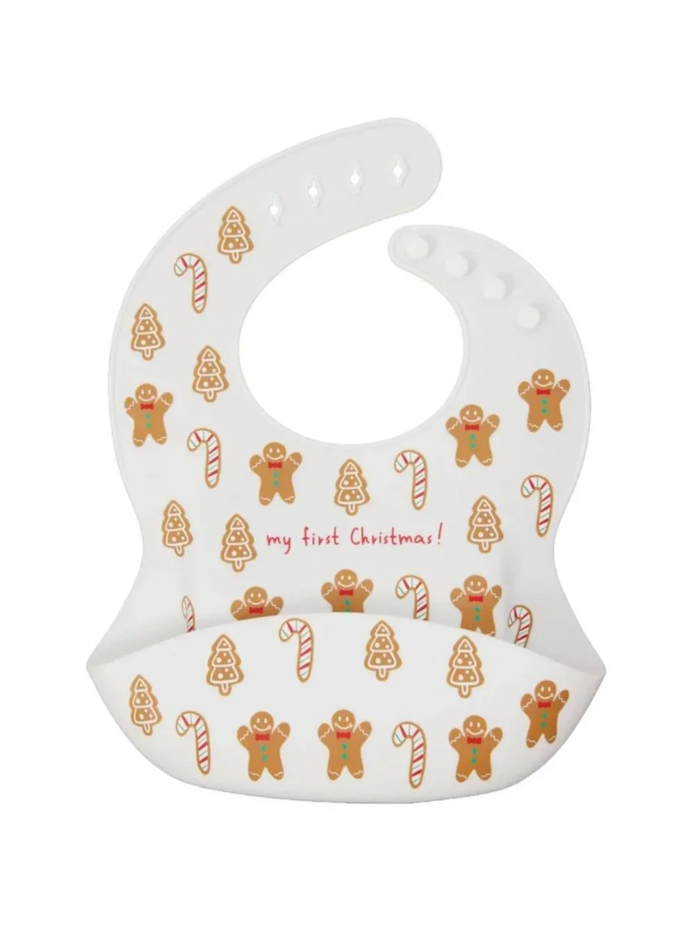 My First Christmas Silicone Baby Bib CR Gibson Signature Food Grade Gingerbread